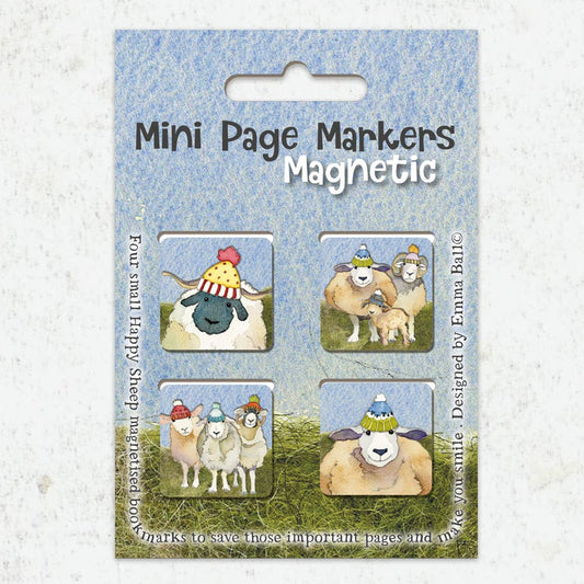 Happy Sheep Set of 4 Mini Magnetic Page Markers from Emma Ball Ltd