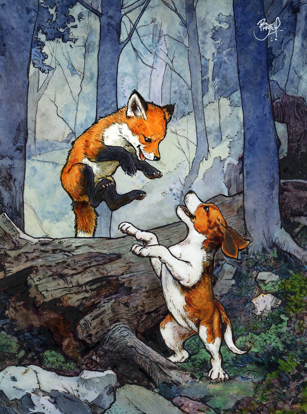 Playtime Greeting Card (blank inside) by Shawn Braley Illustration