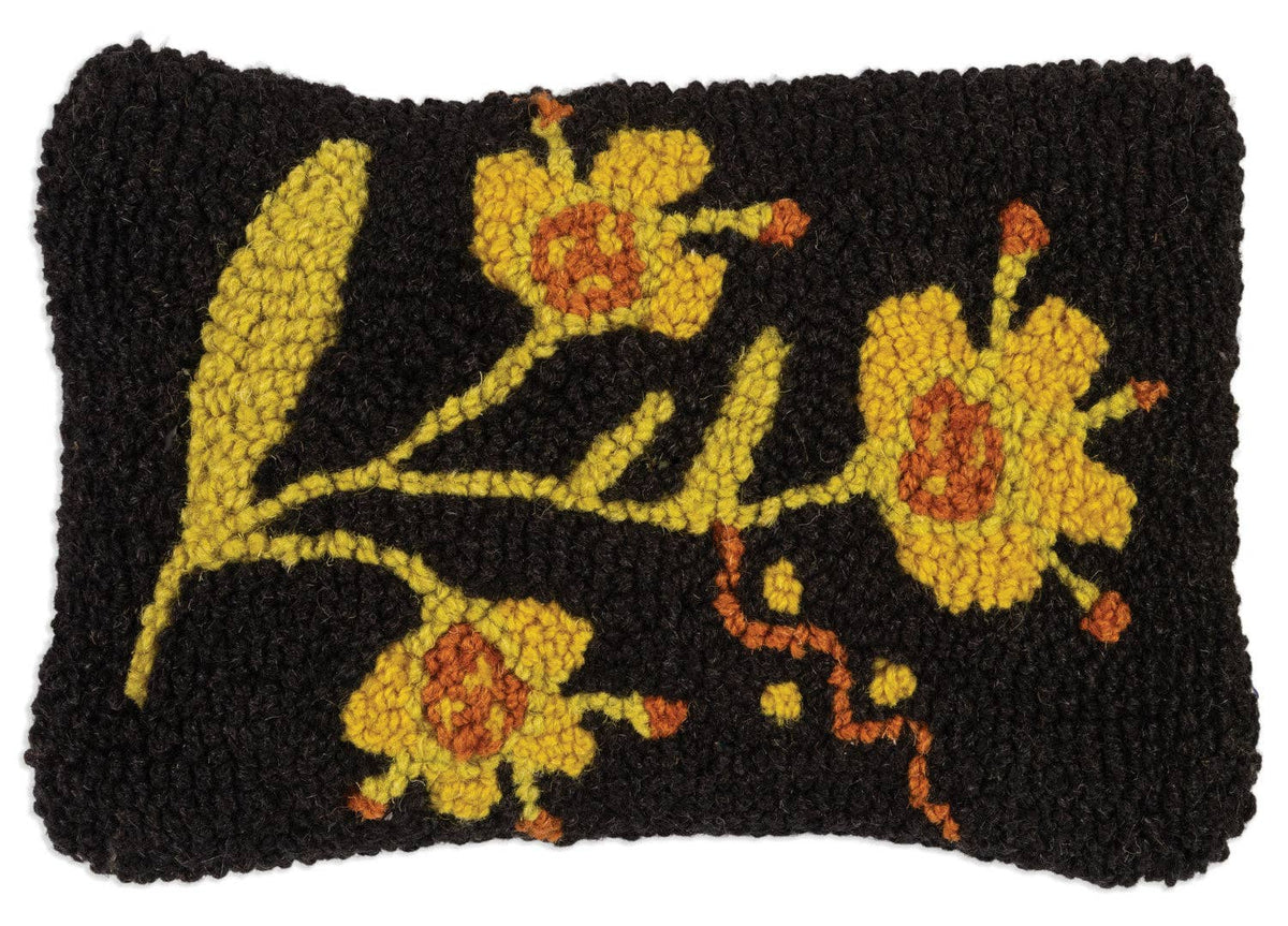 Folklorica Black - 8" x 12" Hand Hooked 100% Wool Pillow from Chandler 4 Corners - Maine Yarn & Fiber Supply
