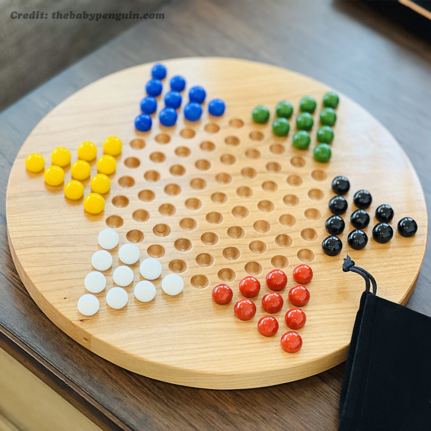 Cherry Wood Chinese Checkers by Maple Landmark