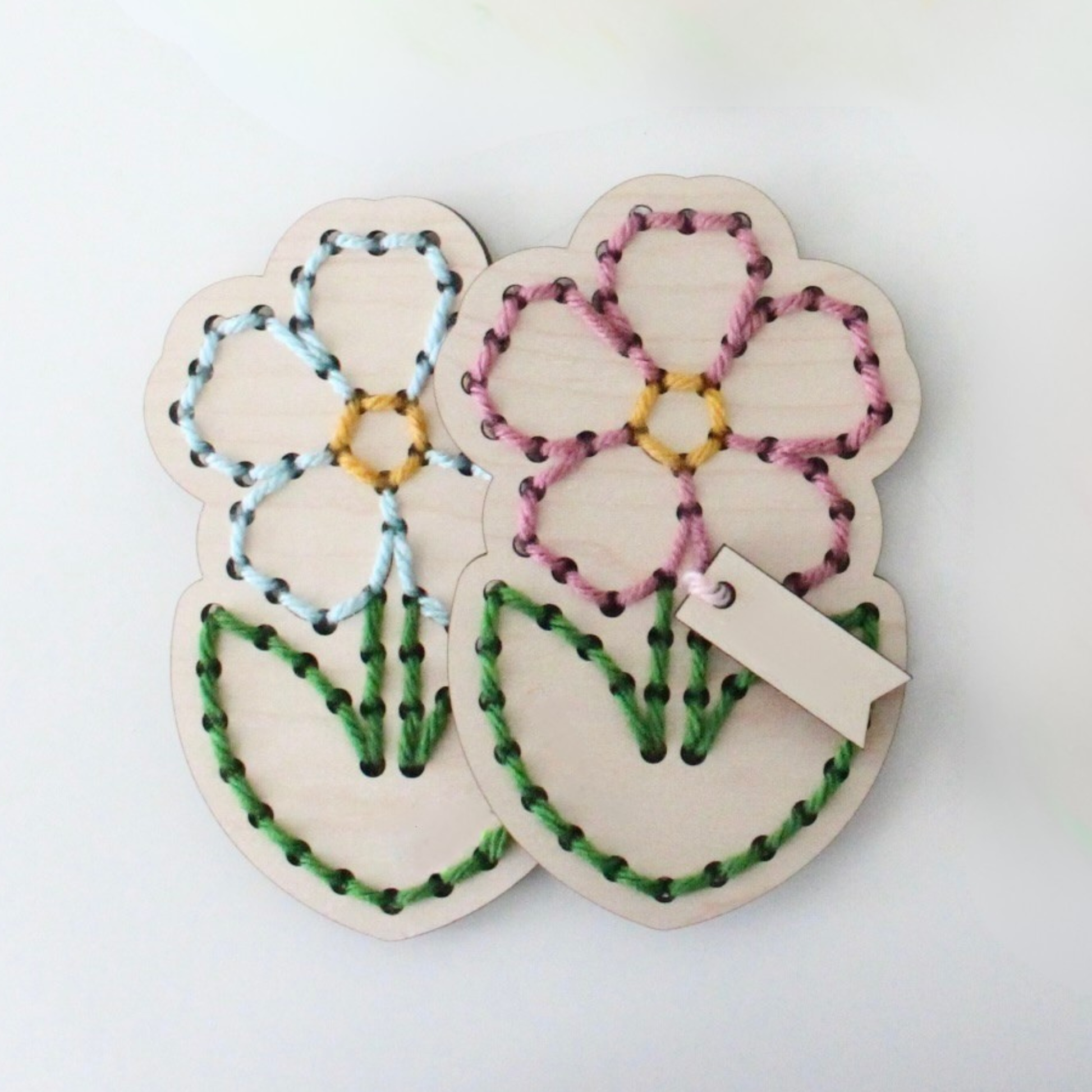 Kids Yarn Sunflower Flower Wooden Embroidery DIY Kit by The HNB House - Maine Yarn & Fiber Supply