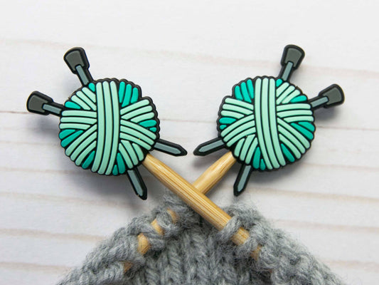 Turquoise Yarn Ball Stitch Stoppers from Fox & Pine Stitches