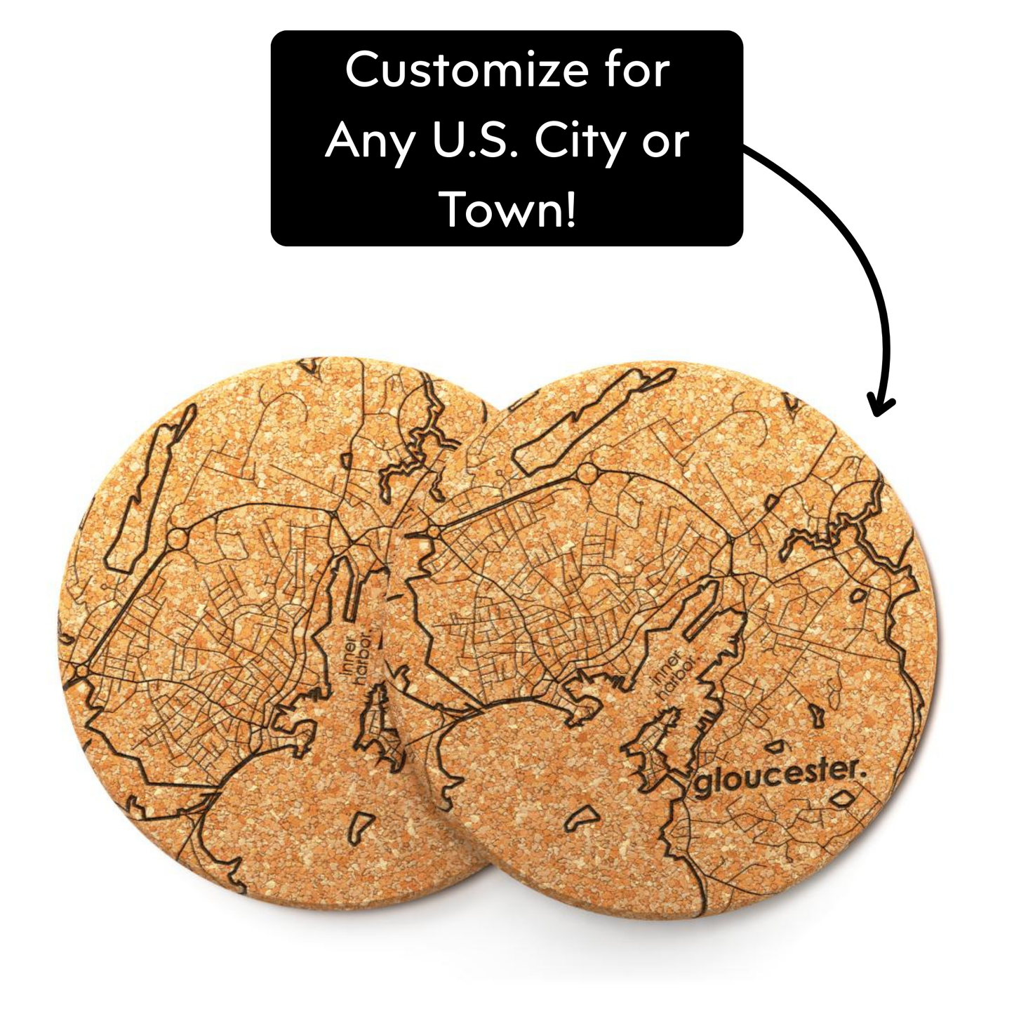 Bangor, Maine Map Set of 2 Coasters by Well Told - Maine Yarn & Fiber Supply