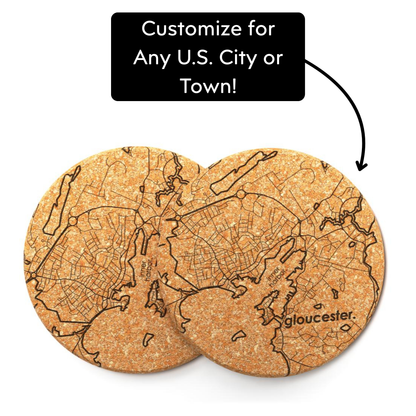 Bangor, Maine Map Set of 2 Coasters by Well Told - Maine Yarn & Fiber Supply
