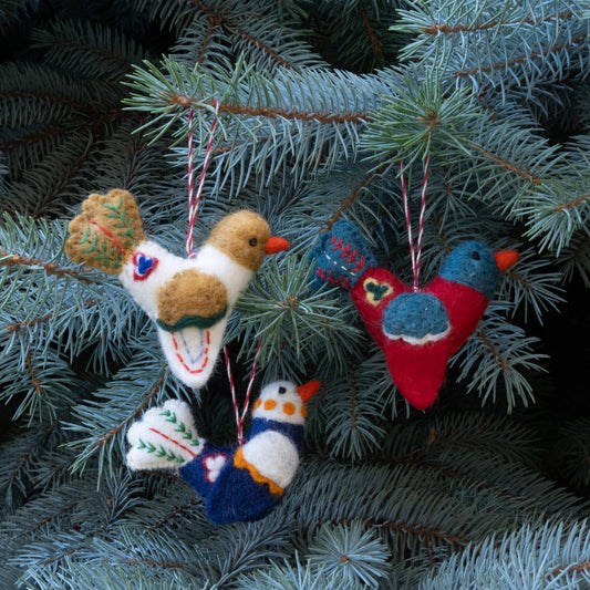 Embroidered Felt Bird Ornaments from The Winding Road