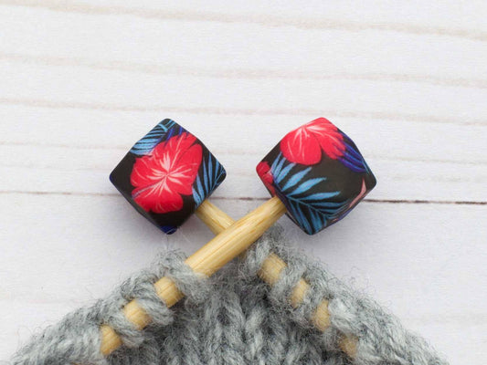 Navy Tropical Hexagon Stitch Stoppers from Fox & Pine Stitches