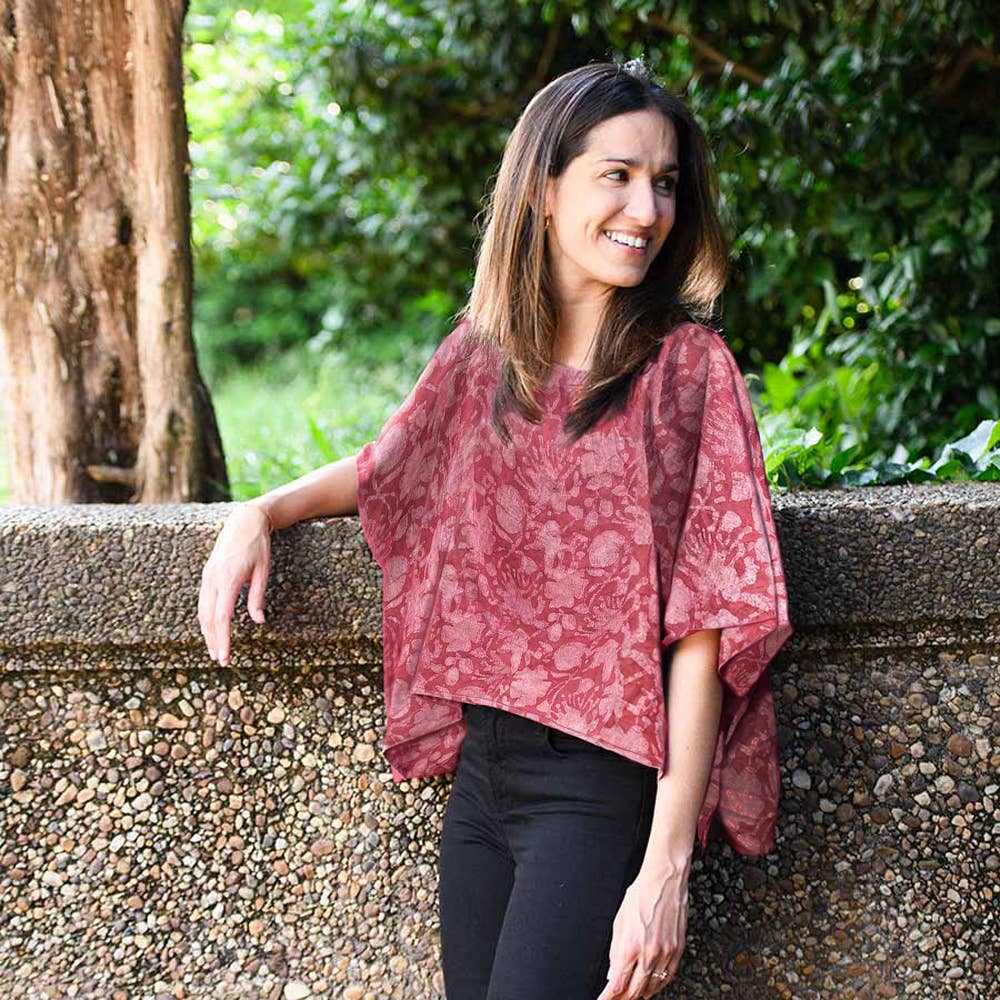 Red Radha Relaxed Fit Blouse by Ichcha
