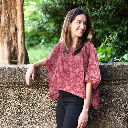 Red Radha Relaxed Fit Blouse by Ichcha