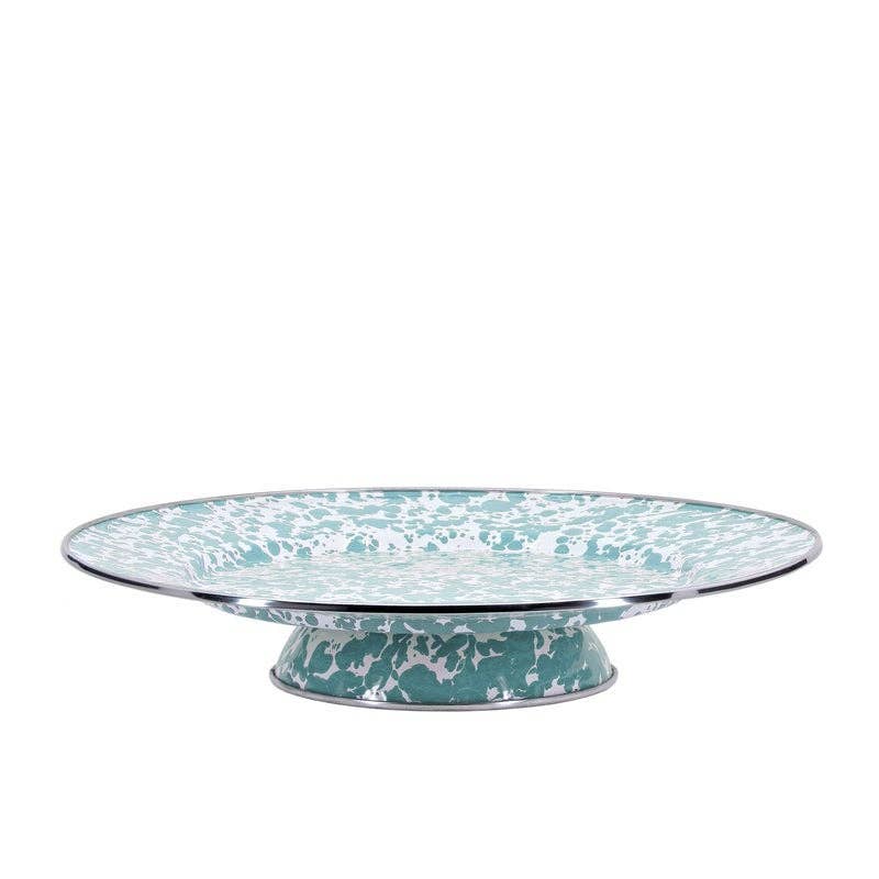 Seaglass Splatter Golden Rabbit Cake Plate Enamelware by Crow Canyon Home - Maine Yarn & Fiber Supply