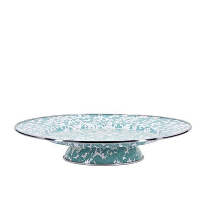 Seaglass Splatter Golden Rabbit Cake Plate Enamelware by Crow Canyon Home - Maine Yarn & Fiber Supply