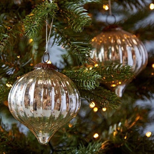 Large Antique Effect Glass Christmas Baubles by Paper High UK