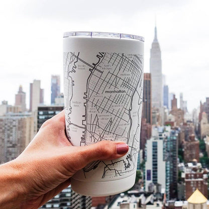 Bangor, ME Map - 20oz Insulated Travel Tumbler in Black by Well Told