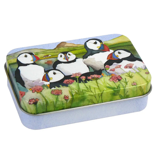 Sea Thrift Puffins Mini Rectangular Tin from Emma Ball Ltd