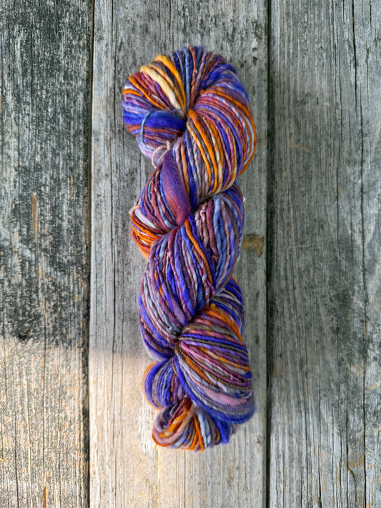 Hand Dyed and Spun Polworth 4oz “Punk Tiger”