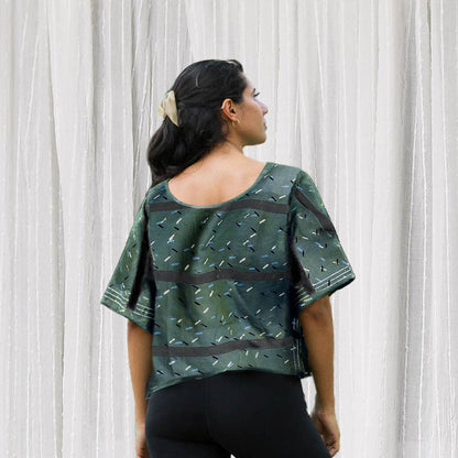 Confetti Block Printed Cotton Silk Croptop by Ichcha - Maine Yarn & Fiber Supply