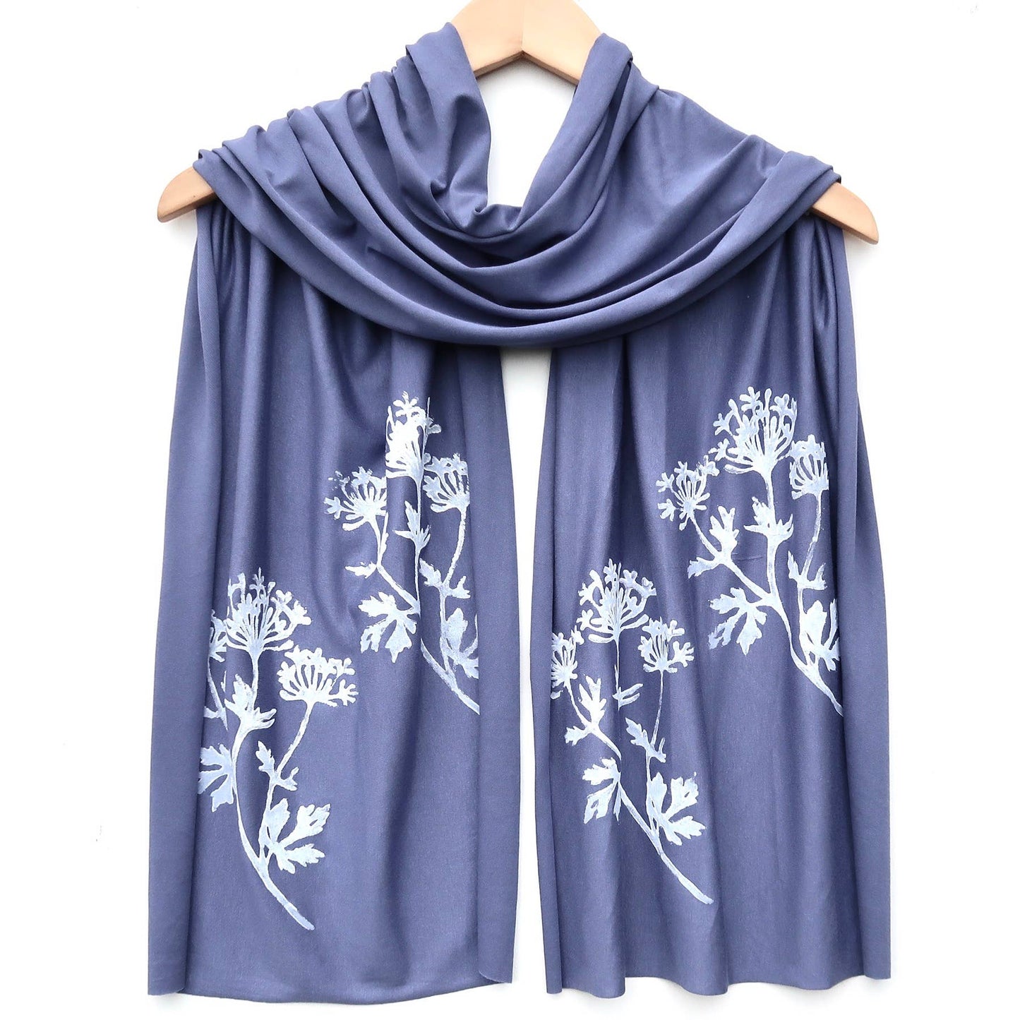 Parsley Scarf (white ink) by Windsparrow Studio - Maine Yarn & Fiber Supply