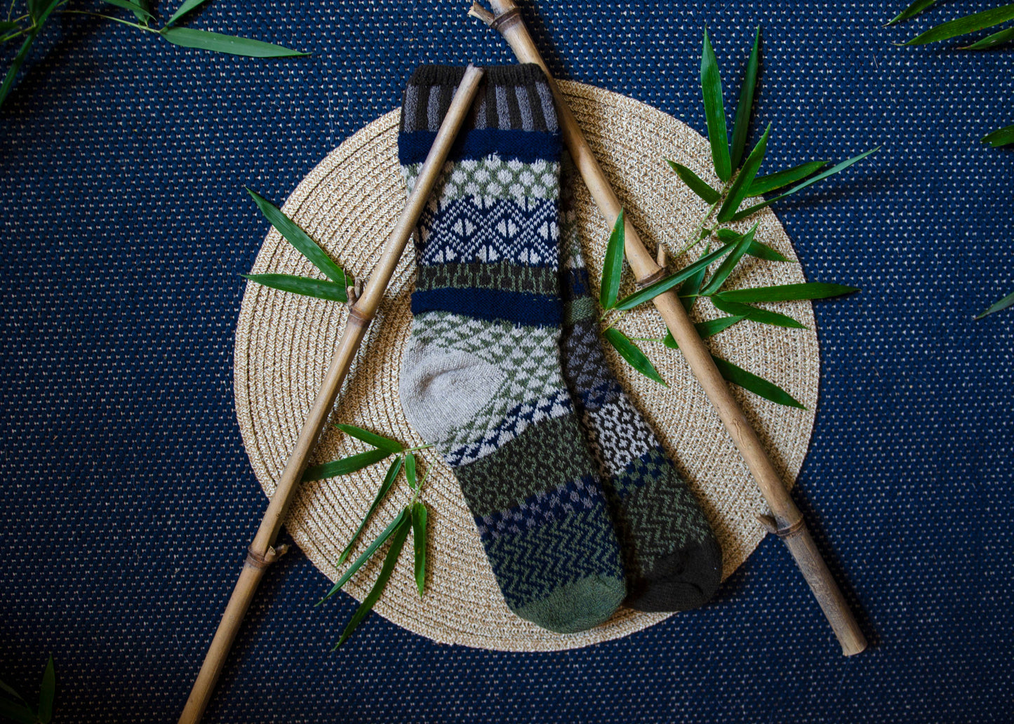 Bamboo Green Wool/Cotton Crew Socks by Solmate Socks