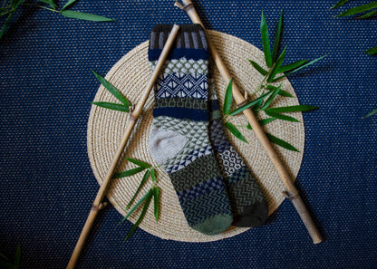 Bamboo Green Wool/Cotton Crew Socks by Solmate Socks