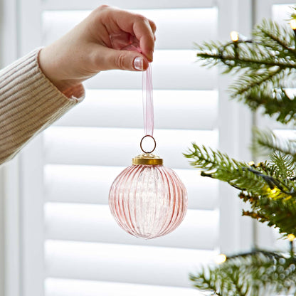 Recycled Glass Ribbed Baubles (3 colors) by Paper High UK