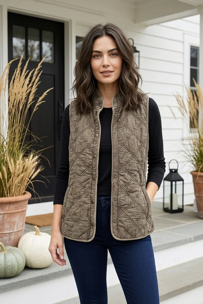 Quilted Cotton Windjammer Vest in Mushroom by Habitat Clothing