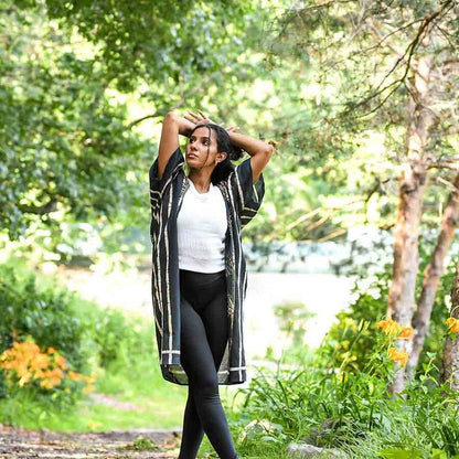 Jungle Black Lounge Kimono/Robe Beach Coverup by Ichcha - Maine Yarn & Fiber Supply