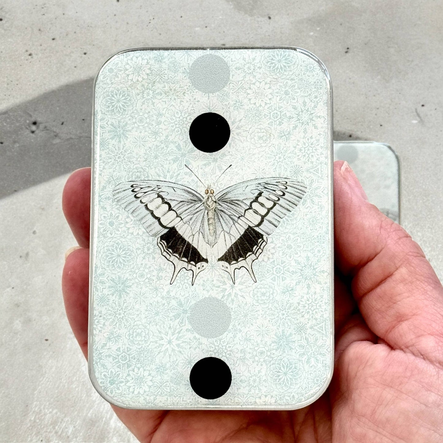 Beautiful Blue Moth Tin from Firefly Notes