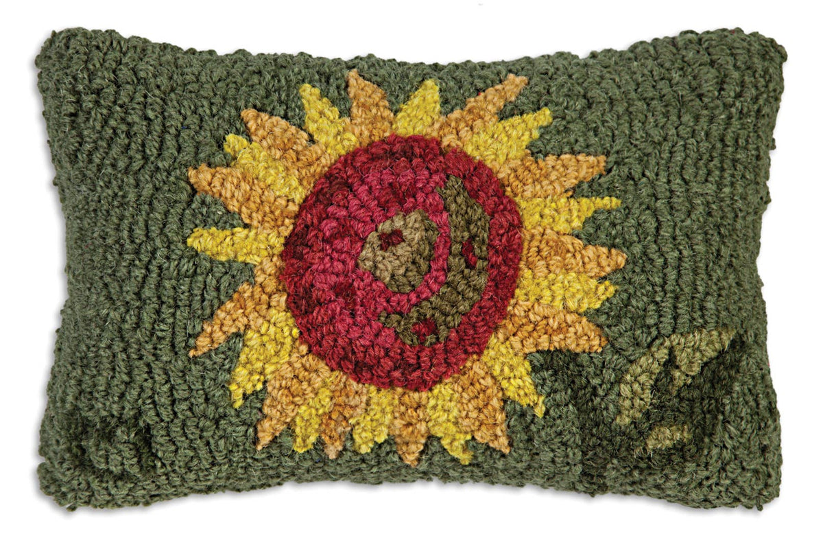 Sunflower 8" x 12" Hand Hooked Wool Pillow from Chandler 4 Corners - Maine Yarn & Fiber Supply