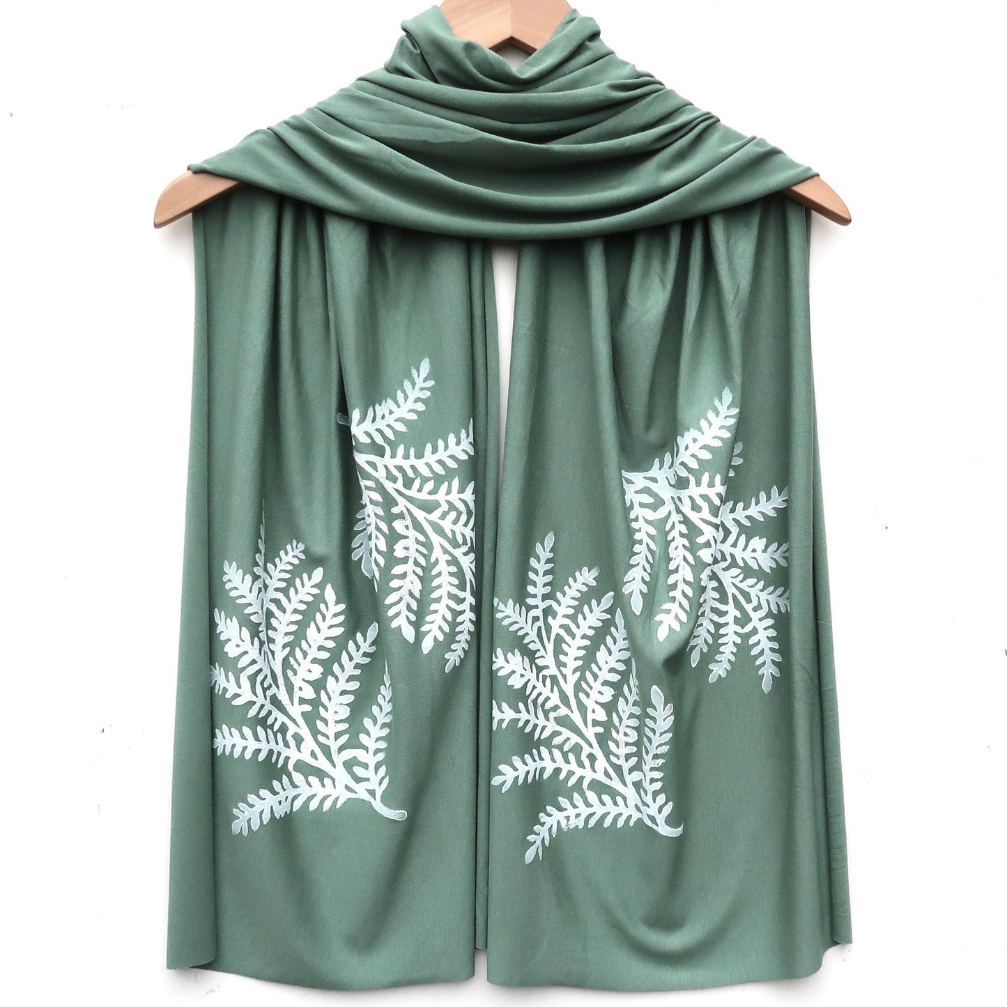 Leafy Branch Scarf (white ink) by Windsparrow Studio - Maine Yarn & Fiber Supply