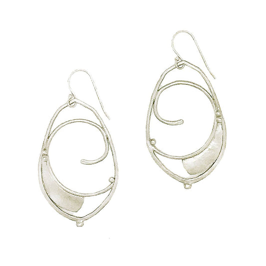 Medium french Horn earrings in Matte Sterling Silver by Julia Britell Design