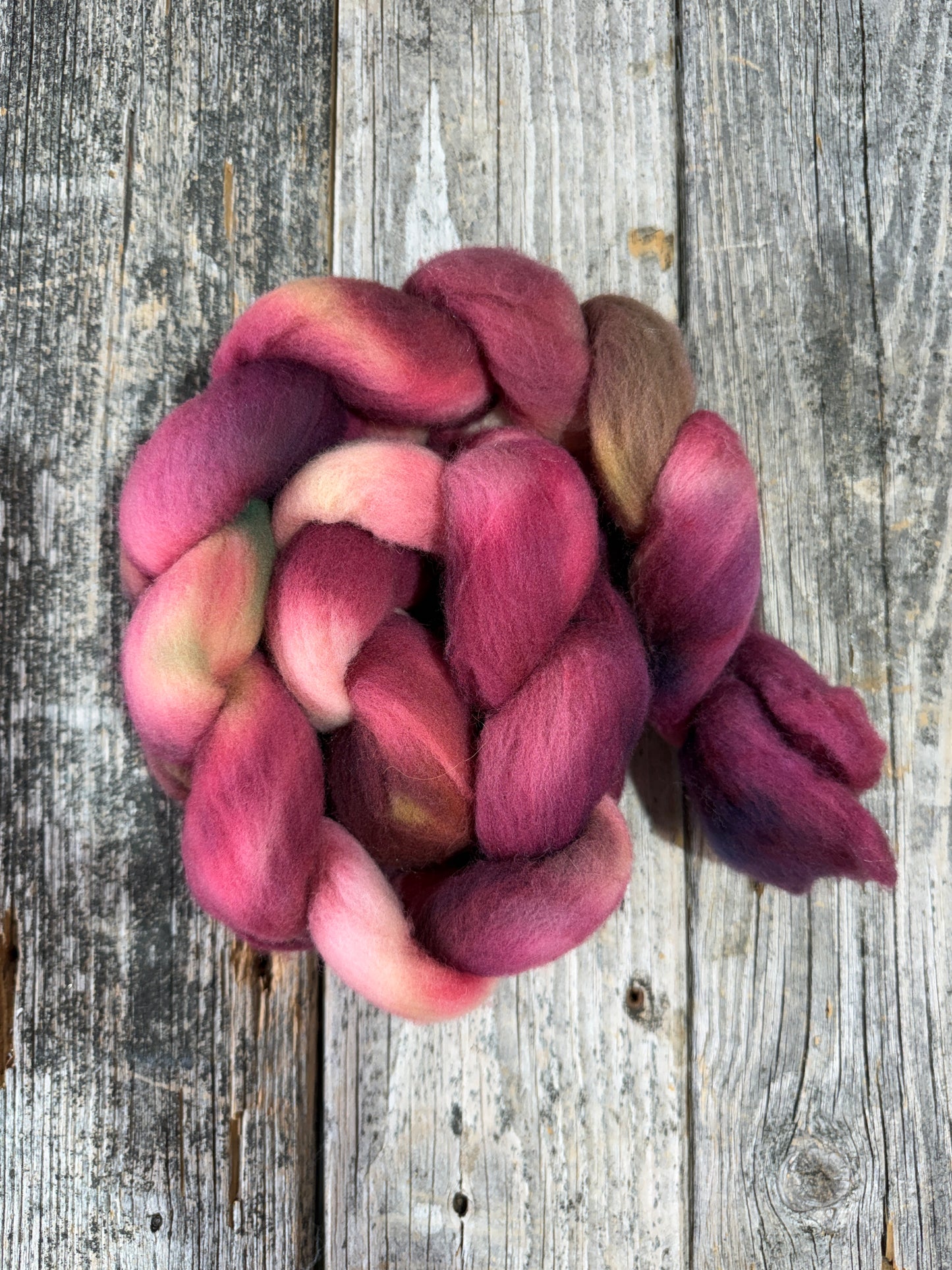 Hand Dyed by Bristol Ivy Targhee Top Braid 4oz