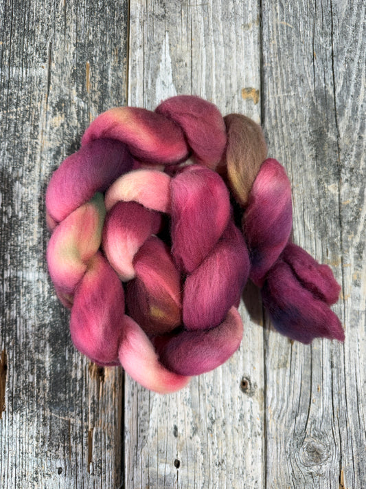 Hand Dyed by Bristol Ivy Targhee Top Braid 4oz