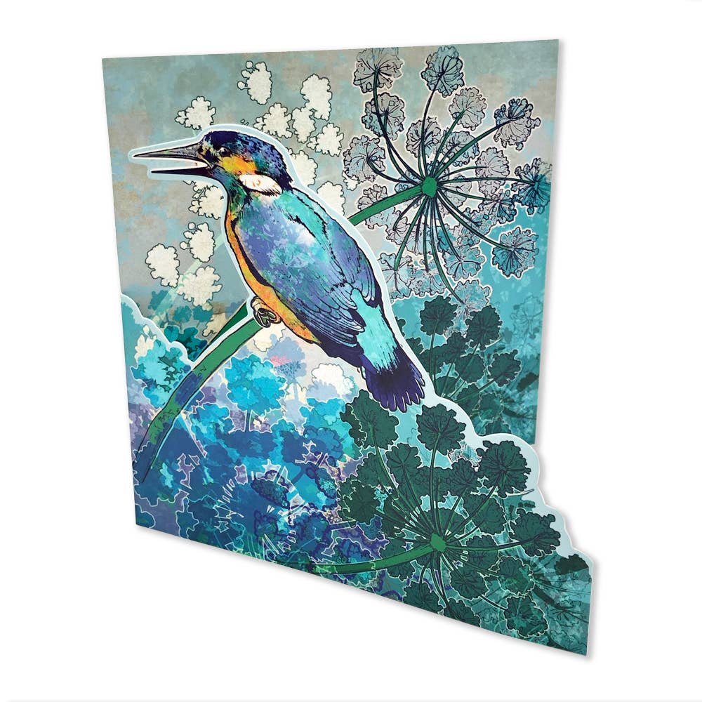 Die-Cut Kingfisher Greeting Card from Emma Ball - Maine Yarn & Fiber Supply