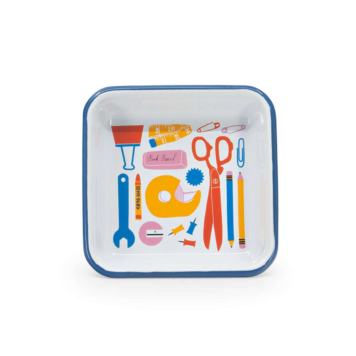 Scissors Small Square Tray (Lisa Congdon x CCH) Enamelware by Crow Canyon Home - Maine Yarn & Fiber Supply