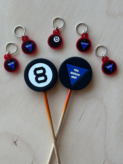 Magic 8 Ball Stitch Stoppers from Comma Craft Co