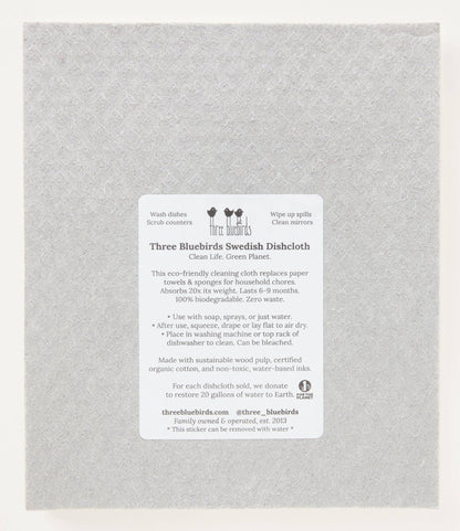 Bluebonnets on Grey - Swedish Dishcloths by Three Blue Birds