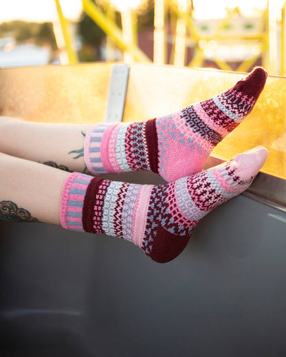 Alpenrose Cotton Crew Socks by Solmate Socks