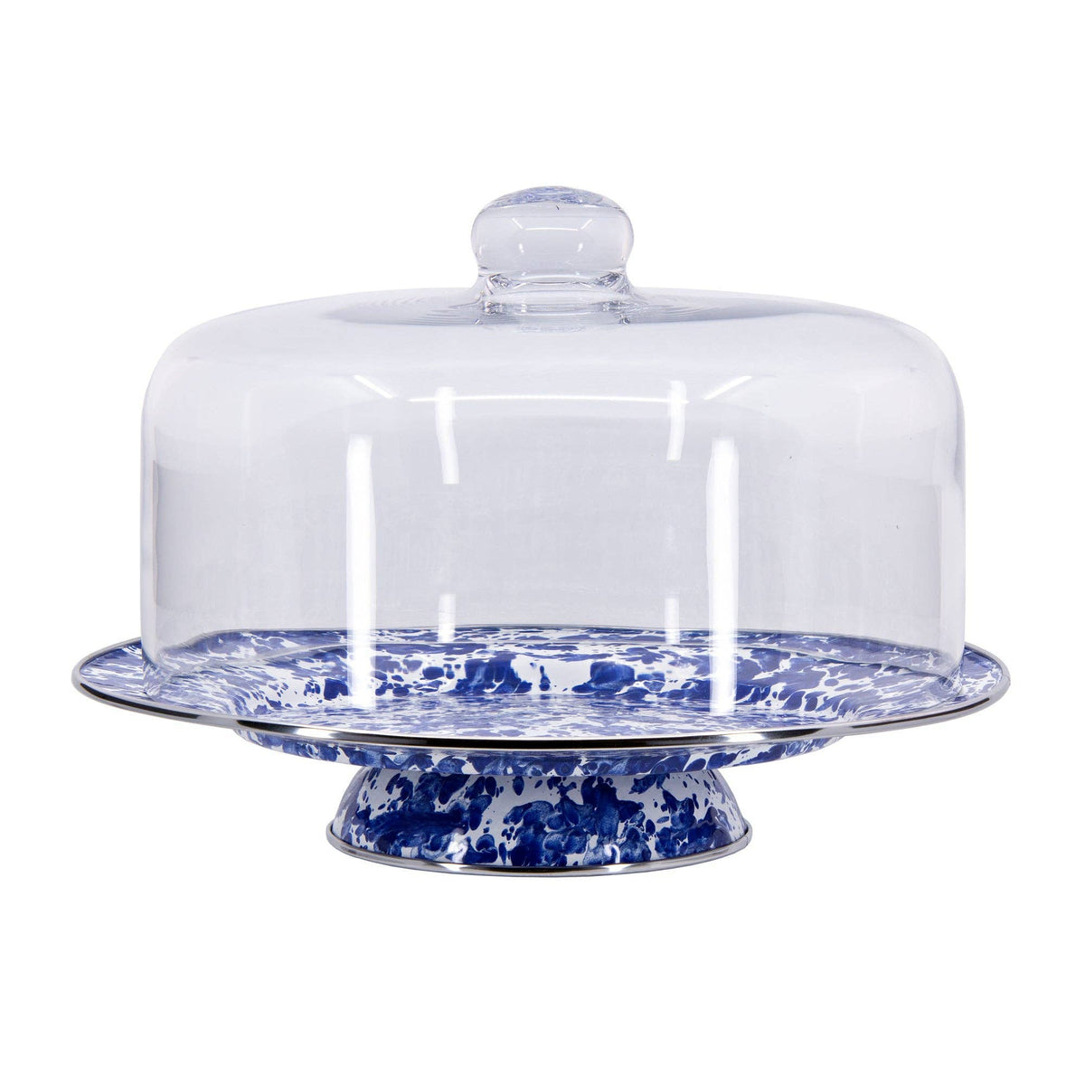 Seaglass Splatter Golden Rabbit Cake Plate Enamelware by Crow Canyon Home - Maine Yarn & Fiber Supply