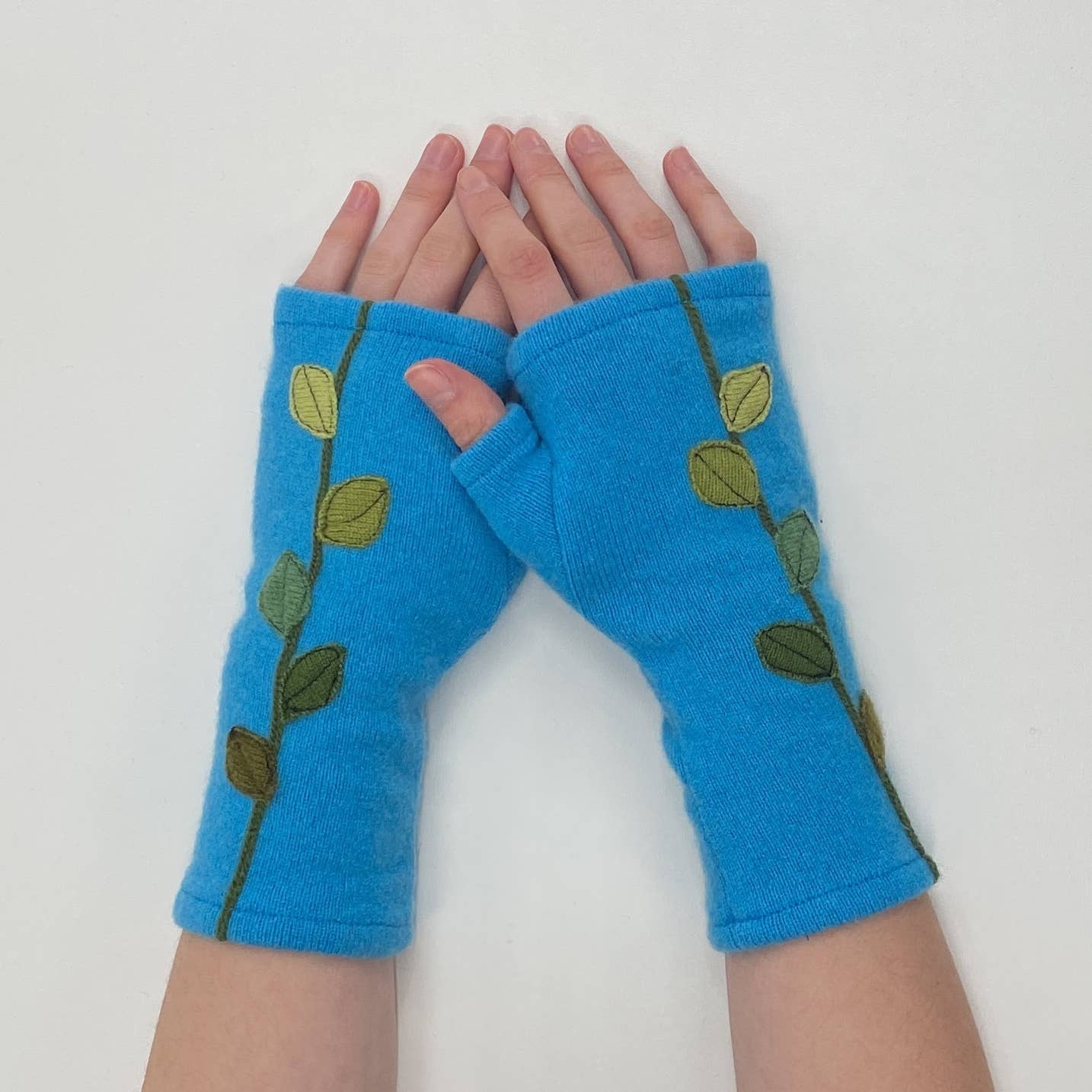 Leaves on Orange - Fingerless Cashmere Gloves from Sardine Clothing Co.