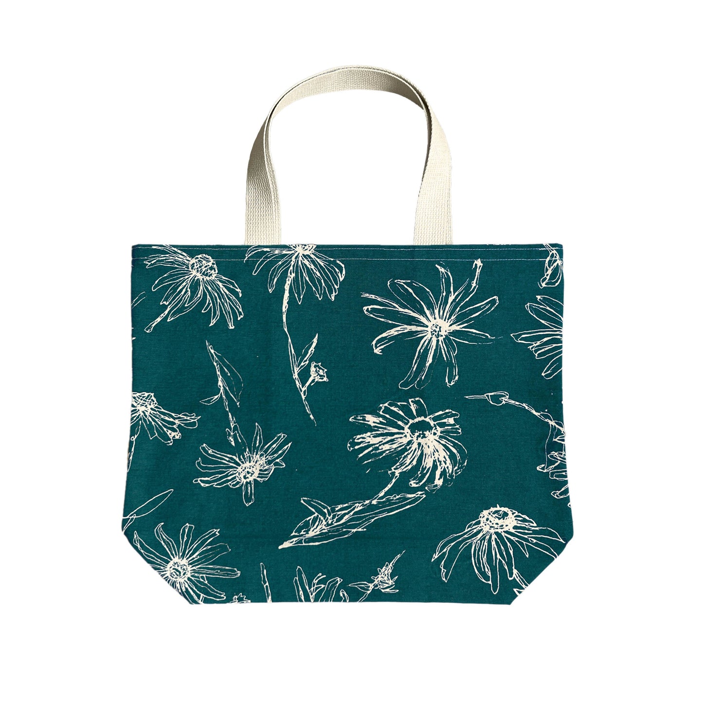 Beautiful Rudbeckia Large Tote in Lagoon Blue from Eric and Christopher - Maine Yarn & Fiber Supply