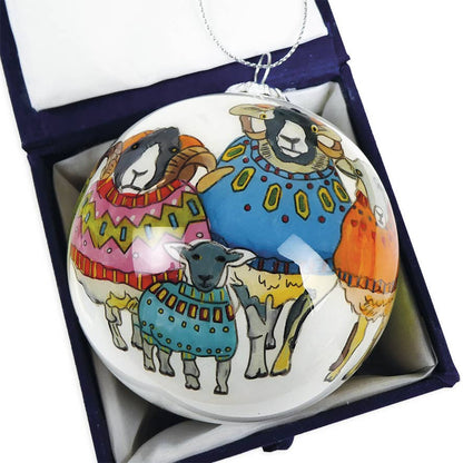 Sheep In Sweaters Hand-Painted Glass Bauble Ornament from Emma Ball Ltd