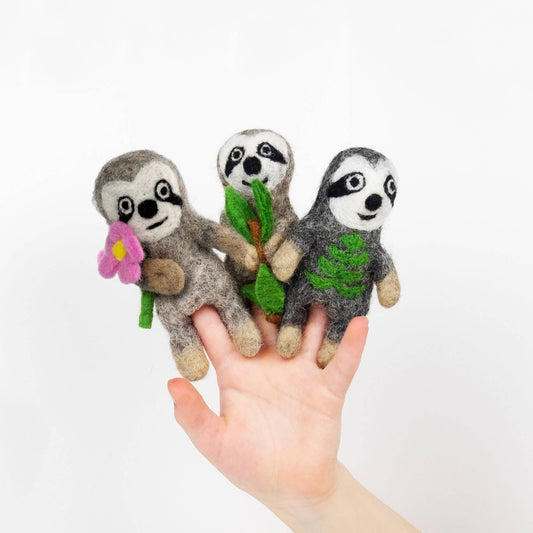 Sloth Felt Finger Puppets by The Winding Road