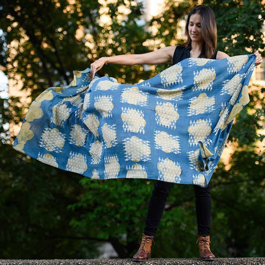Ira Handmade Block Print Large Scarf by Ichcha