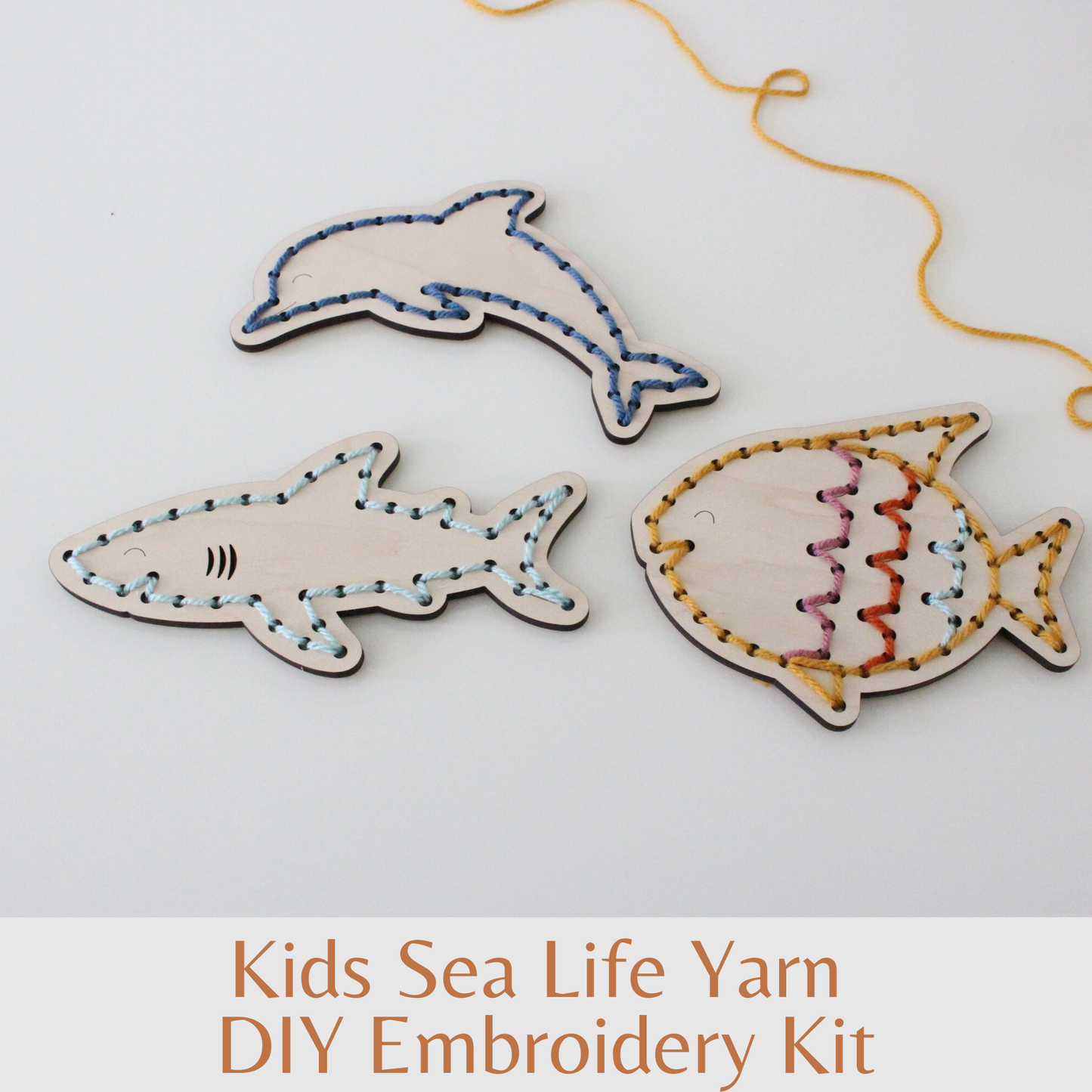Kids Sea Life Yarn DIY Embroidery Kit by The HNB House - Maine Yarn & Fiber Supply