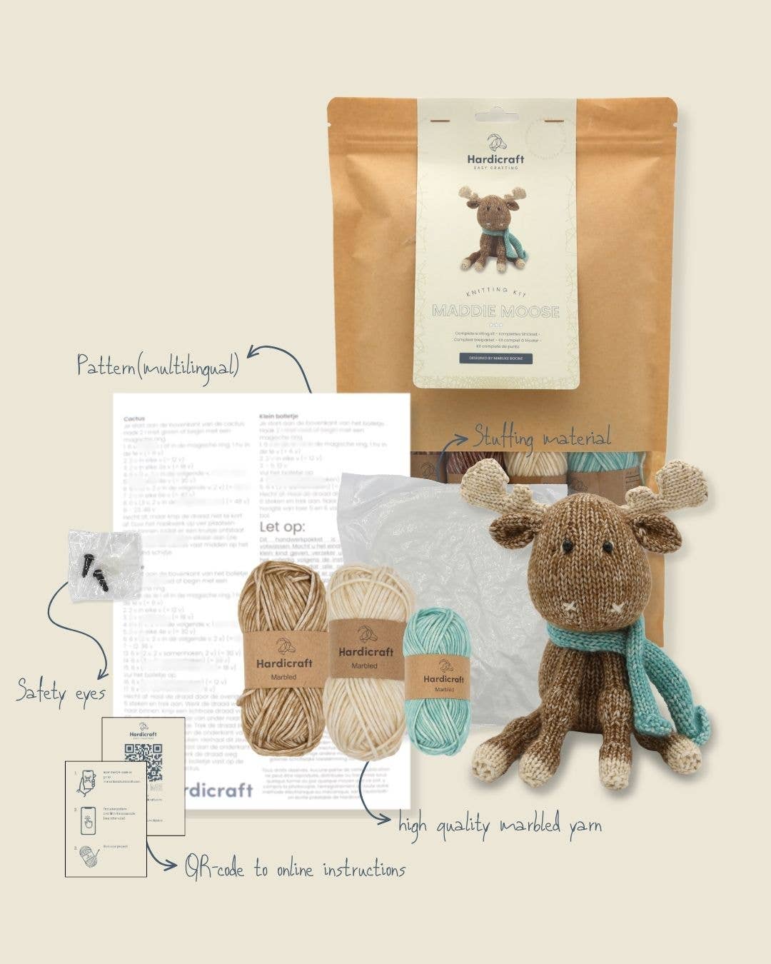 Maddie Moose Knitting Kit from Hardicraft