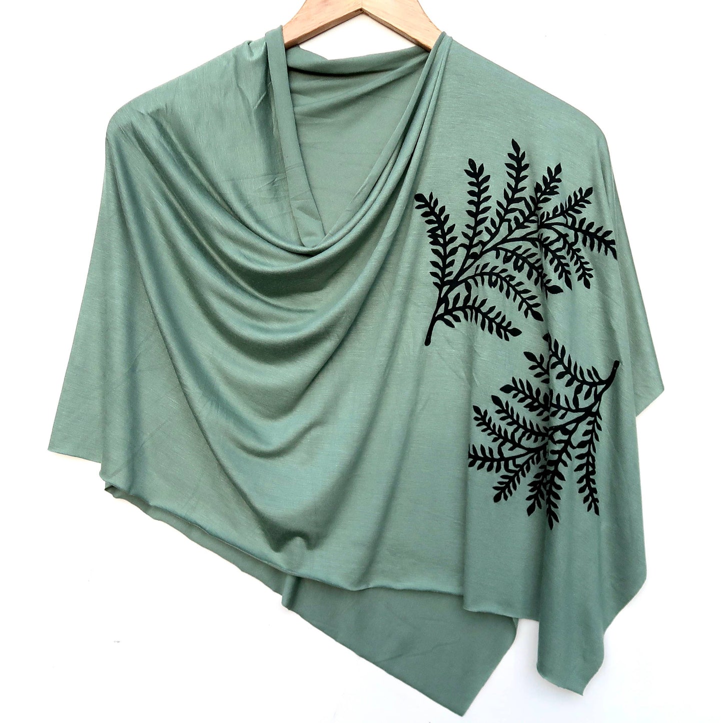 Leafy Branch Poncho (black ink) by Windsparrow Studio - Maine Yarn & Fiber Supply