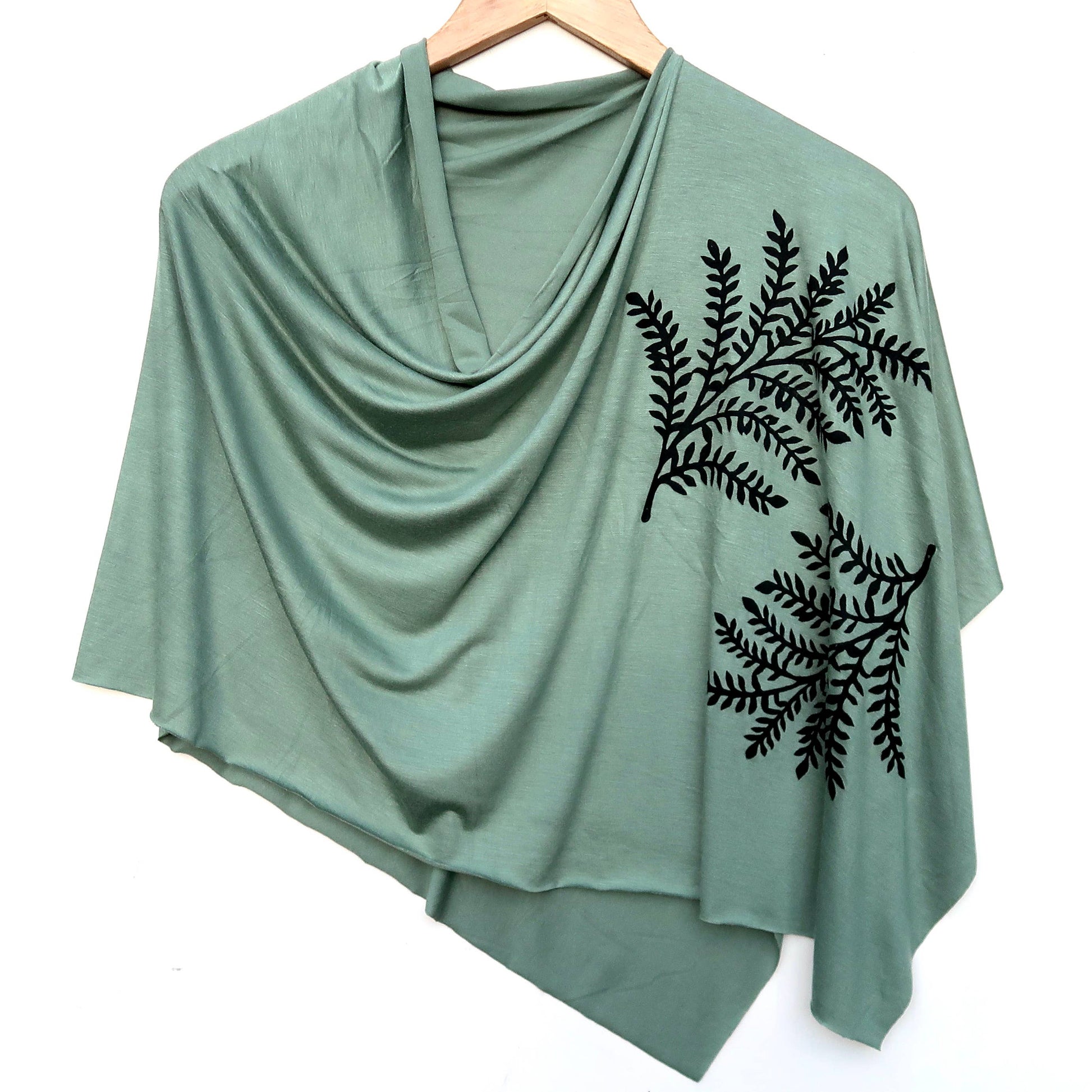 Leafy Branch Poncho (black ink) by Windsparrow Studio - Maine Yarn & Fiber Supply