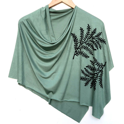 Leafy Branch Poncho (black ink) by Windsparrow Studio - Maine Yarn & Fiber Supply