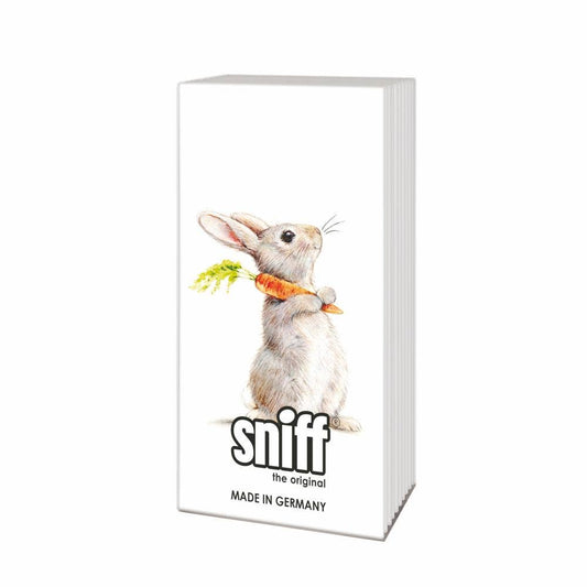 Rabbit with Carrot Pocket Tissue Pack from Paperproducts Design • Ambiente - Maine Yarn & Fiber Supply