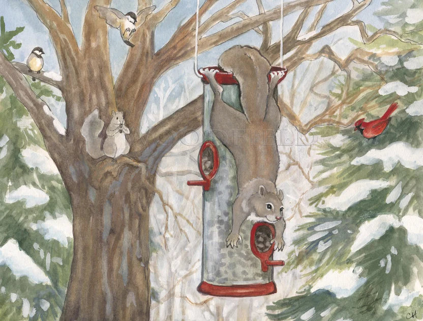 Chester's Bird Feeder - Greeting Card by Woodfield Press