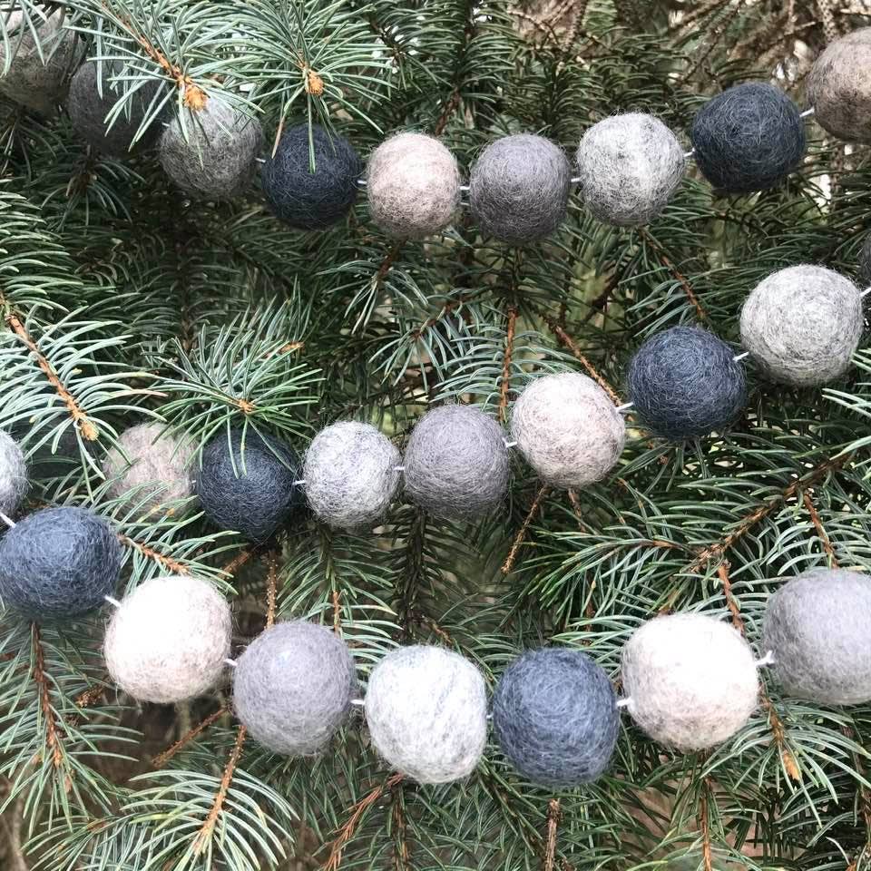 Grey Felt Ball Garland by The Winding Road